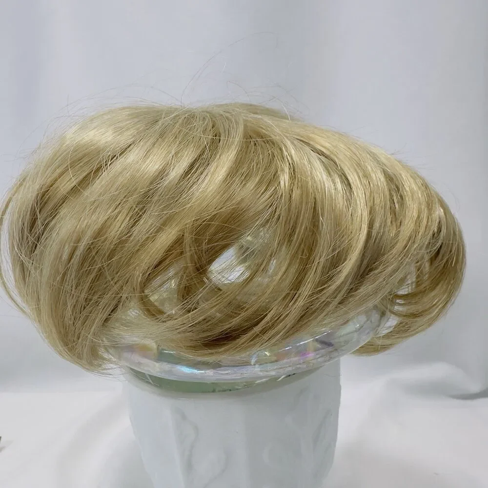 Synthetic Hair Piece Clip On Blonde Topper Hairpiece Netting Covers Hair Loss